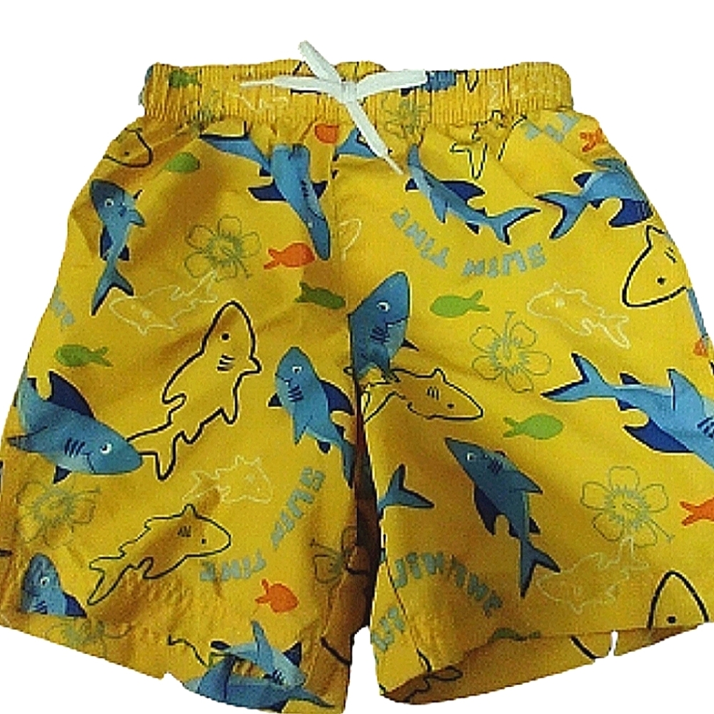 2T Wonder Kids Boys Yellow Shark Swim Trunks